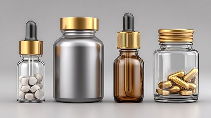 Pharmaceutical packaging with capsules and skincare jar high resolution images