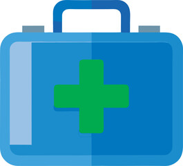 Obraz premium Blue first aid kit with green cross isolated on white background