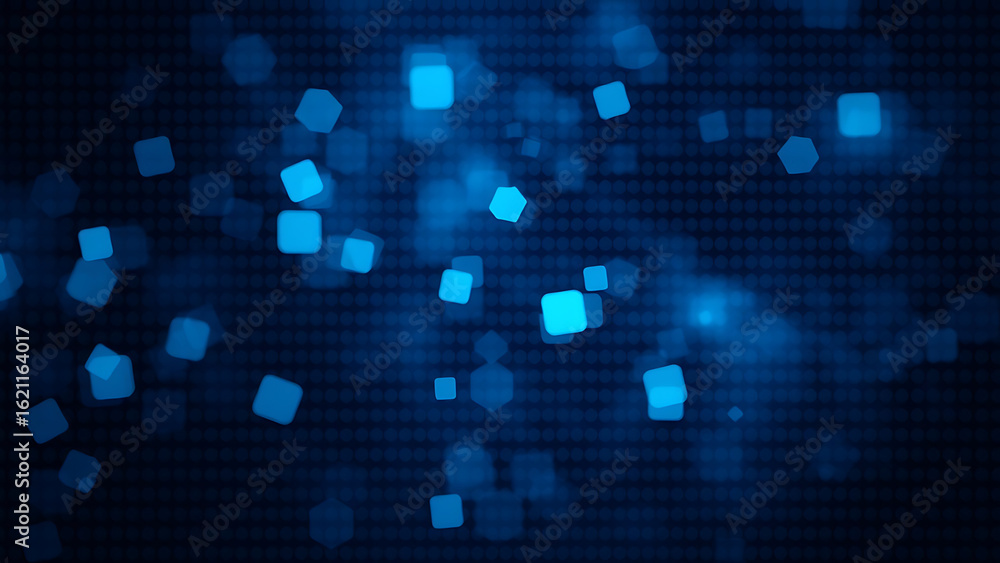 Aufkleber dark background with blue pixel pattern vector illustration of abstract bg with geometric square ele
