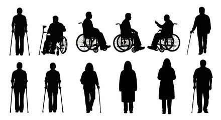 Disabled People Silhouettes Set