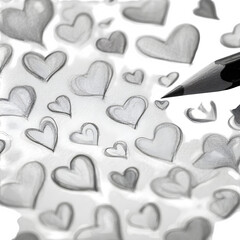 Obraz premium Chubby pencil doodling hearts, on white background