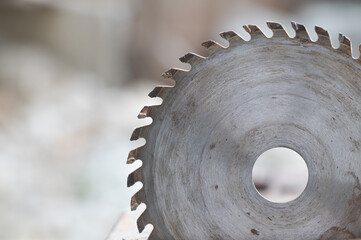 Closeup of Circular Saw Blade - Industrial Tool for Cutting Wood and Metal