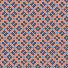Geometric Pattern in Coral and Blue