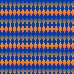 Abstract Diamond Pattern in Orange and Blue