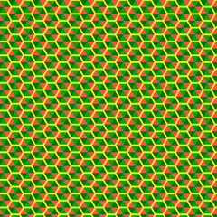 Geometric Abstract Pattern in Green, Red, and Yellow