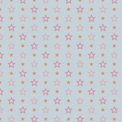 Star Pattern Background in Pink and Orange on Blue