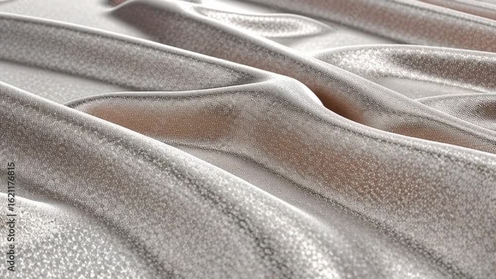 Poster smooth and shimmering flowing cloth draping gracefully with gentle undulating ripples across a soft 