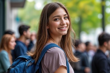 Happy student guy at college