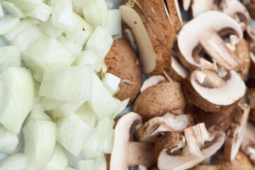 Chopping Onions and Mushrooms
