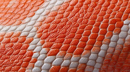 Close-up of orange and white reptile scales with detailed texture and pattern