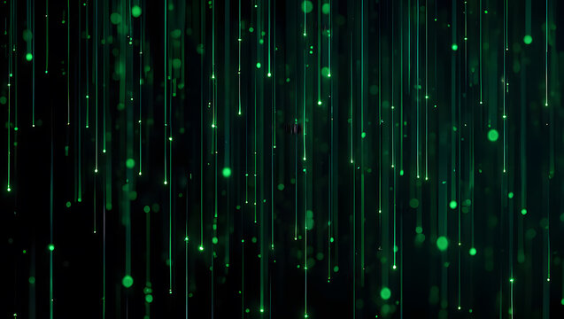 Abstract Green Matrix Digital Rain Futuristic Background Glowing Particles and Lines Dynamic Display Innovation Technology Concept Visual Element Design