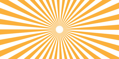 Abstract beam flare banner, cartoon, template geometric creative design. Sun beam ray sunburst pattern background. Sunburst design with gold and white color radial lines in a retro style