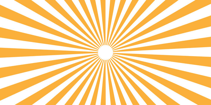 Abstract beam flare banner, cartoon, template geometric creative design. Sun beam ray sunburst pattern background. Sunburst design with gold and white color radial lines in a retro style