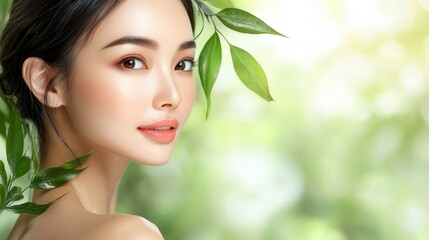 Close-up portrait of a woman with natural beauty.