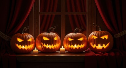 Obraz premium Dim School Room Decorated with Paper Lanterns 