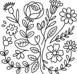 Floral arrangement with rose and daisies leaves stems