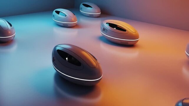Futuristic Pods: Sleek Transportation in a Neon-Lit Space