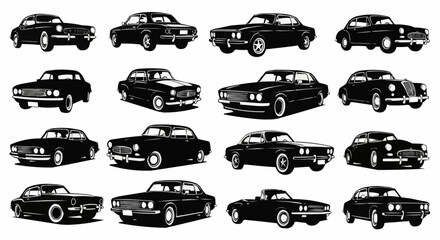 Classic Retro Car Vector Set