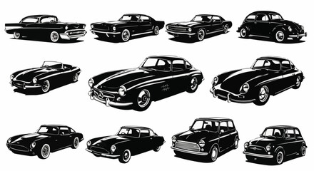 Classic Retro Car Vector Set