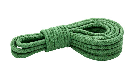 Durable Green Nylon Rope Coil for Multi-Purpose Use on Isolated Transparent Background

