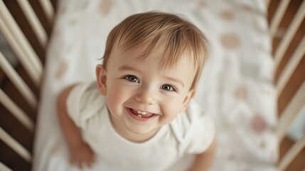 A baby's innocent smile, a universal symbol of childhood and pure joy.