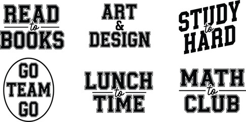 College and School Themed Varsity Typography Set
