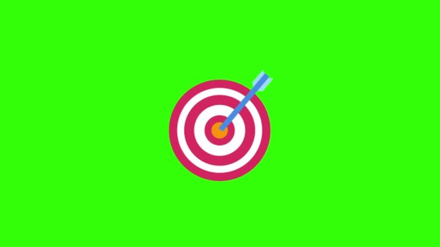 Target Miss Icon Animation on Green Screen Background, 2D Animation Symbolizing Failure, Mistake, or Missed Goal in 4K