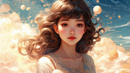 女のアップ画像　AI生成素材