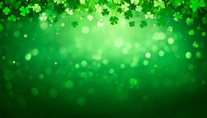 Luminous Cascade of Shamrocks on a Magical Green Bokeh Background.