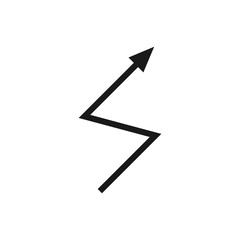 Zigzag upward arrow. Vector illustration. A curved arrow with sharp angles points up.