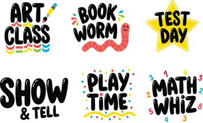 Fun School Themed Lettering and Quotes Illustration Set

