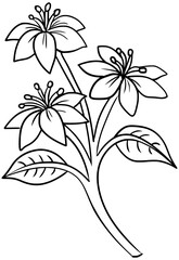 Blue Lignum Vitae Flower Vector Outline Line Art Drawing