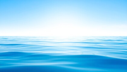 Serene Azure Tranquil Ocean Meets Sky Minimalist Seascape.
