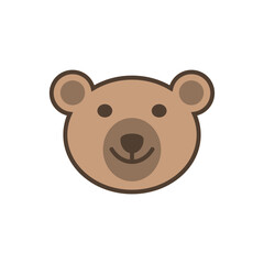Cute bear head icon. Smiling teddy bear face. Adorable animal vector illustration on white background.