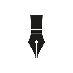 Silhouette of a fountain pen nib and tip. Vector icon and illustration.