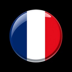 Circular French Flag Symbol with Blue White and Red Vertical Stripes Represents National Identity and Patriotism
