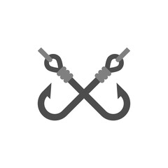 Two crossed fishing hooks. Vector logo and icon on a white background.