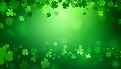 Vibrant Green Clover Background with Bokeh St Patricks Day Celebration.