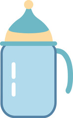 Simple blue baby bottle with handle and cap