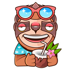 Sloth chilling in hammock drinking coconut. Hand drawn style image Perfect for gaming websites and quest app error pages.