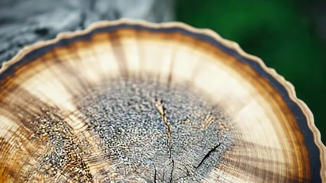Close up of tree trunk showing growth rings and texture