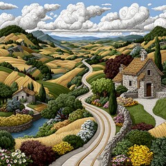Tranquil retreat in beautiful rural landscape high resolution picture