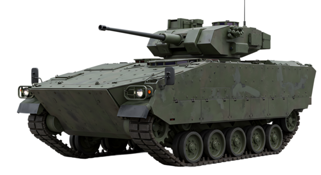 Modern Infantry Fighting Vehicle on Isolated Transparent Background

