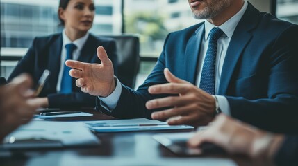 Business people engaged in a meeting.