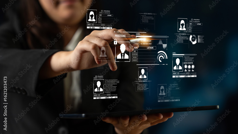 Poster id security ensures personal data protection with secure login systems, digital identity safeguards,