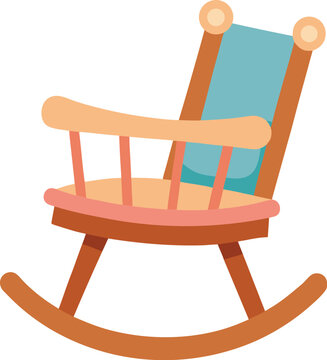 recommend clip art: Cozy wooden rocking chair with blue upholstery