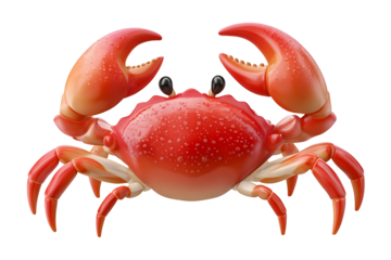An adorable watercolor illustration of a crab clipart for kids, isolated on a transparent background.
