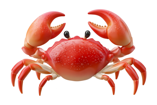 An adorable watercolor illustration of a crab clipart for kids, isolated on a transparent background.
