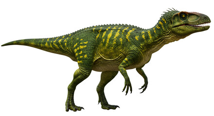Obraz premium Green Carnivorous Dinosaur On Isolated Transparent Background