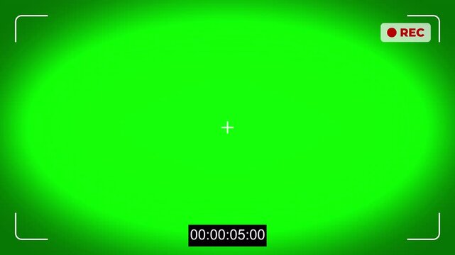 Camera viewfinder recording screen overlay with timecode and REC icon. Digital video interface with frame guides, focus point, and recording status on a black background. Modern camcorder view. Alpha.